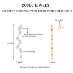 Marquise Lab Grown Diamond Bridal Dangle Earrings