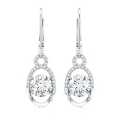 Certified 7 MM Round Lab Grown Diamond Drop Hoop Earrings