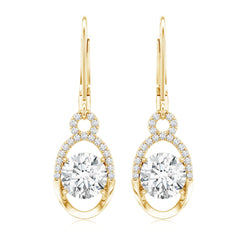 Certified 7 MM Round Lab Grown Diamond Drop Hoop Earrings