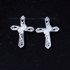 Certified Lab Grown Diamond Cross Art Deco Stud Earrings