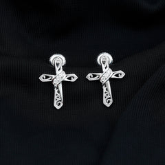 Certified Lab Grown Diamond Cross Art Deco Stud Earrings