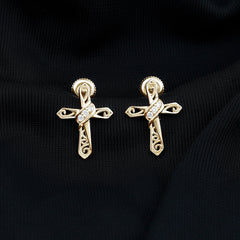 Certified Lab Grown Diamond Cross Art Deco Stud Earrings