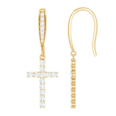 Certified Lab Grown Diamond Cross Fish Hook Earrings