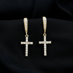 Certified Lab Grown Diamond Cross Fish Hook Earrings