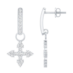 Certified Lab Grown Diamond Cross Drop Earrings For Her