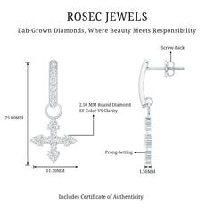 Certified Lab Grown Diamond Cross Drop Earrings For Her