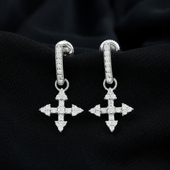 Certified Lab Grown Diamond Cross Drop Earrings For Her
