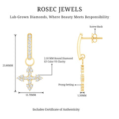 Certified Lab Grown Diamond Cross Drop Earrings For Her