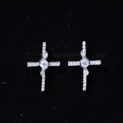 Certified Lab Grown Diamond Religious Cross Earrings