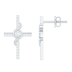 Certified Lab Grown Diamond Religious Cross Earrings