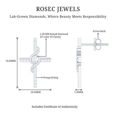 Certified Lab Grown Diamond Religious Cross Earrings