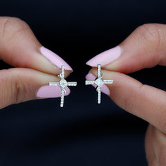 Certified Lab Grown Diamond Religious Cross Earrings