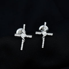 Certified Lab Grown Diamond Religious Cross Earrings