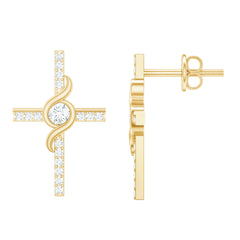 Certified Lab Grown Diamond Religious Cross Earrings