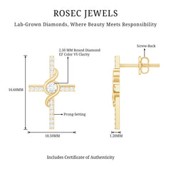 Certified Lab Grown Diamond Religious Cross Earrings