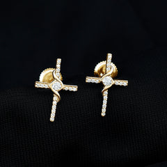 Certified Lab Grown Diamond Religious Cross Earrings