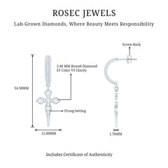 Lab Grown Diamond Designer Cross Earrings With Screw Back