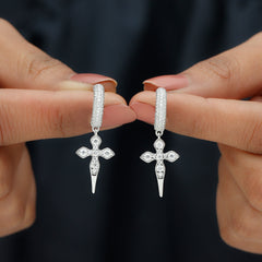 Lab Grown Diamond Designer Cross Earrings With Screw Back