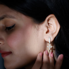Lab Grown Diamond Designer Cross Earrings With Screw Back