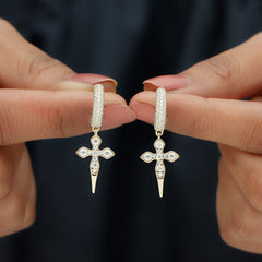Lab Grown Diamond Designer Cross Earrings With Screw Back