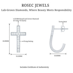 Lab Grown Diamond Religious Cross Earrings with Screw back
