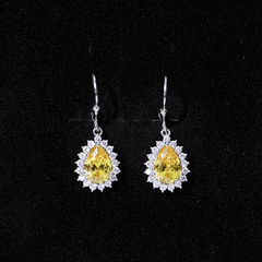 5 Carat Lab Grown Yellow Sapphire Dangle Earrings for Women with Leverbacks