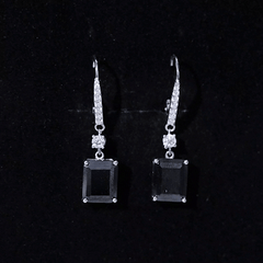 Certified 6 Carat Lab Grown Black Diamond Dangling Earrings
