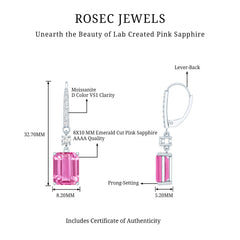 Certified 5.5 Carat Lab Grown Pink Sapphire Bridal Earrings in Silver