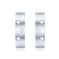 Flush Set Diamond Hoop Earrings For Women