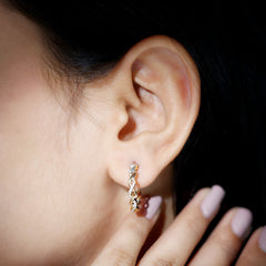 Braided Hoop Earrings with Certified Moissanite