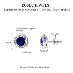 2 CT Natural Blue Sapphire Swirl Stud Earrings