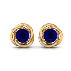 2 CT Natural Blue Sapphire Swirl Stud Earrings