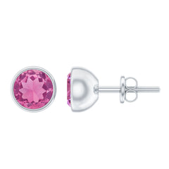 Natural 2.4 Carat Pink Tourmaline Stud Earrings with Screw Back