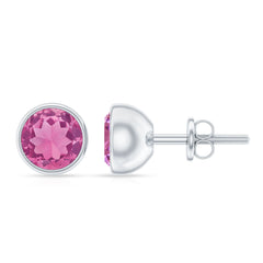 Natural 2.4 Carat Pink Tourmaline Stud Earrings with Screw Back