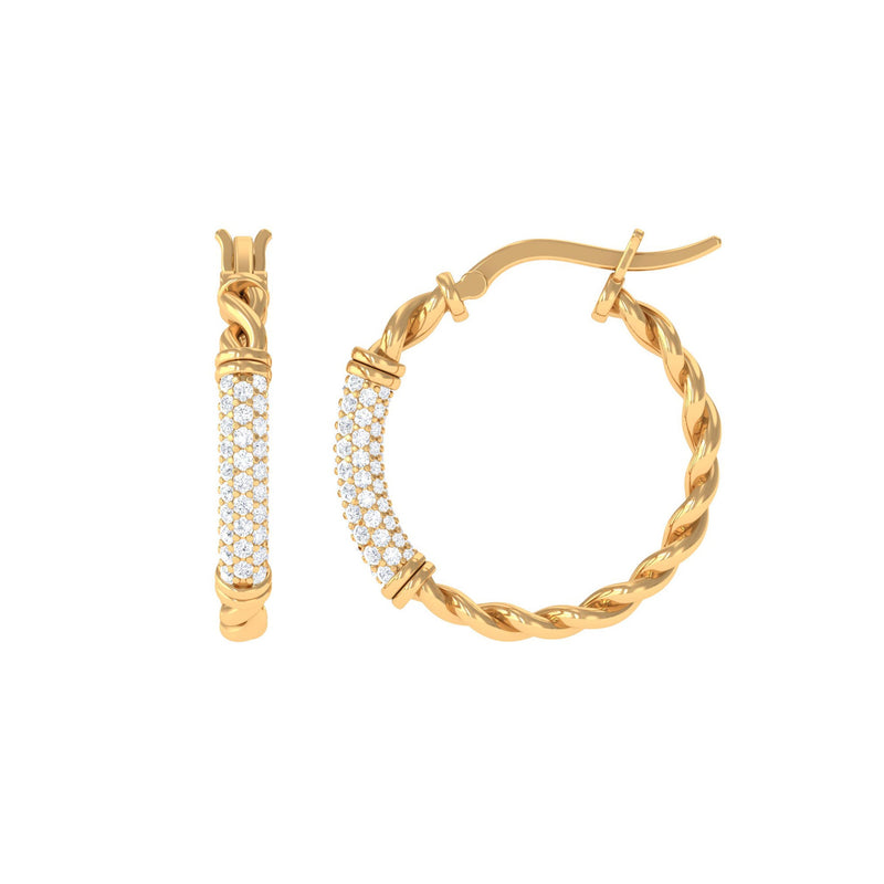 1.25 CT Twisted Rope Hoop Earrings with Diamond