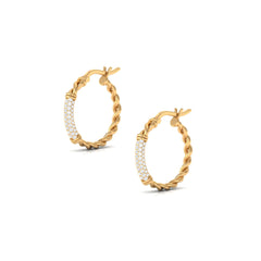 1.25 CT Twisted Rope Hoop Earrings with Diamond