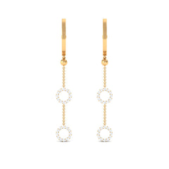 1 CT Open Circle Diamond Dangle Chain Hoop Earrings