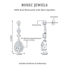 Classic Pear Shape Moissanite Bridal Dangle Earrings