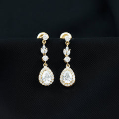 Classic Pear Shape Moissanite Bridal Dangle Earrings