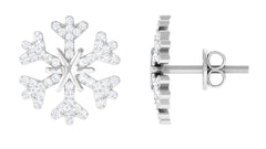 Natural Diamond Snowflake Earrings with Screw Back