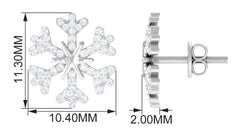 Natural Diamond Snowflake Earrings with Screw Back