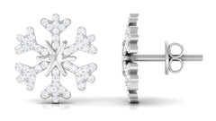 Natural Diamond Snowflake Earrings with Screw Back