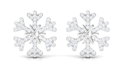 Natural Diamond Snowflake Earrings with Screw Back