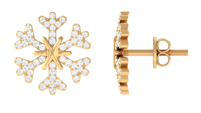 Natural Diamond Snowflake Earrings with Screw Back
