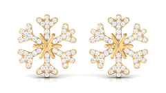 Natural Diamond Snowflake Earrings with Screw Back