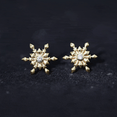 Bezel Set Diamond Snowflake Stud Earrings