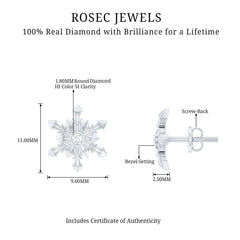 Bezel Set Diamond Snowflake Stud Earrings