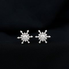 Bezel Set Diamond Snowflake Stud Earrings