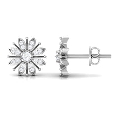 Certified Real Diamond Snowflake Earrings for Christmas