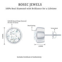 Minimalistic Bezel Set Diamond Stud Earrings